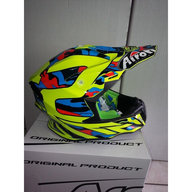 CASCO AIROH TWIST TC16 GLOSS CAIROLI GIALLO FLUO CROSS ENDURO