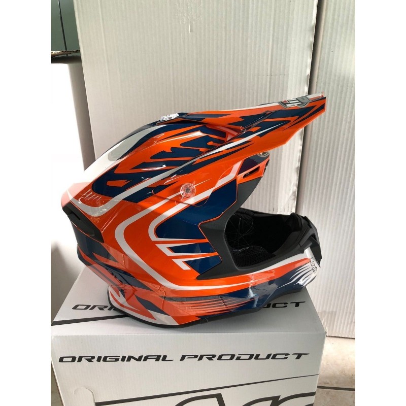 CASCO AIROH TWIST MIX ORANGE GLOSS ARANCIO BIANCO BLU CROSS ENDURO